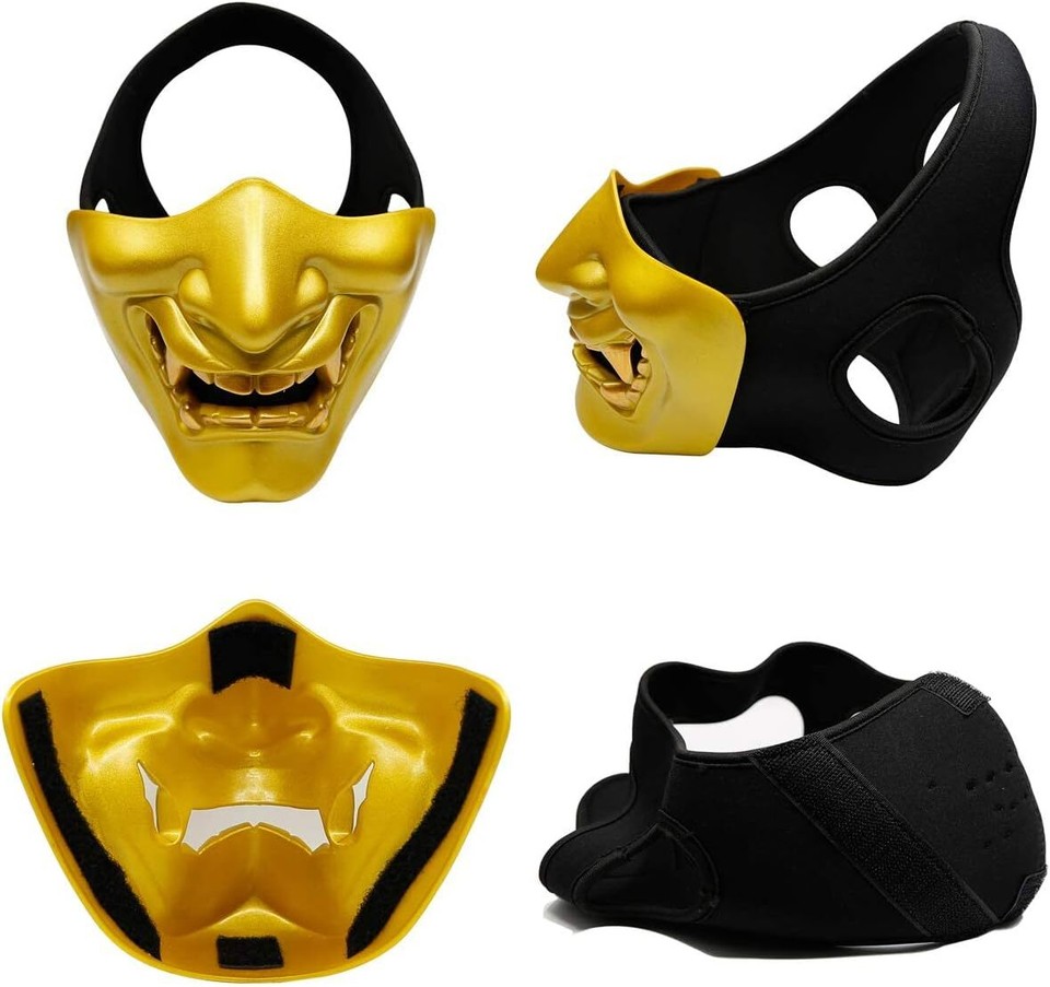 Airsoft Half Face Masks, Evil Demon Monster Samurai Hannya Oni Half