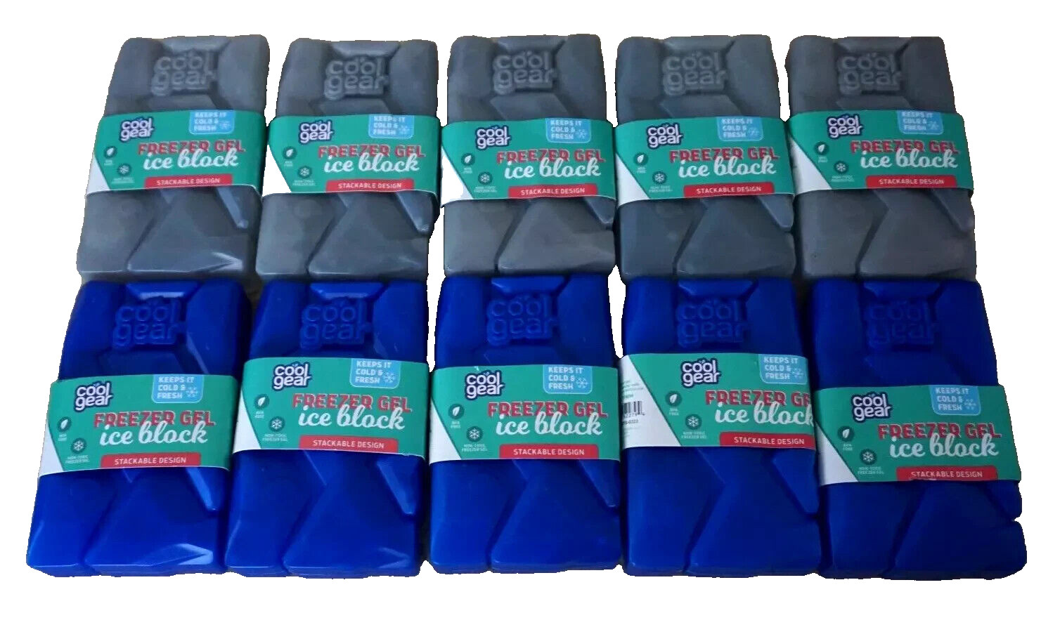 Lot of 10 Cool Gear Freezer Gel Ice Block Pack Lunch Box Cooler Travel Gray Blue