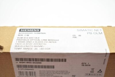 6GK1503-3CB00 | Siemens PROFIBUS OLM/G12 V4.0 OPTICAL LINK Module | 6GK1503-3CD00 PROFIBUS OLM/G12-EEC V4.0 光学リンクモジュール 6GK1 503-3CD00 | CD-R | eiuie
