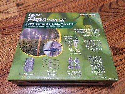 (1) New ProDec 200 Ft Patio / Porch Cable Wire Kit, Decor or Light Hanging Kit