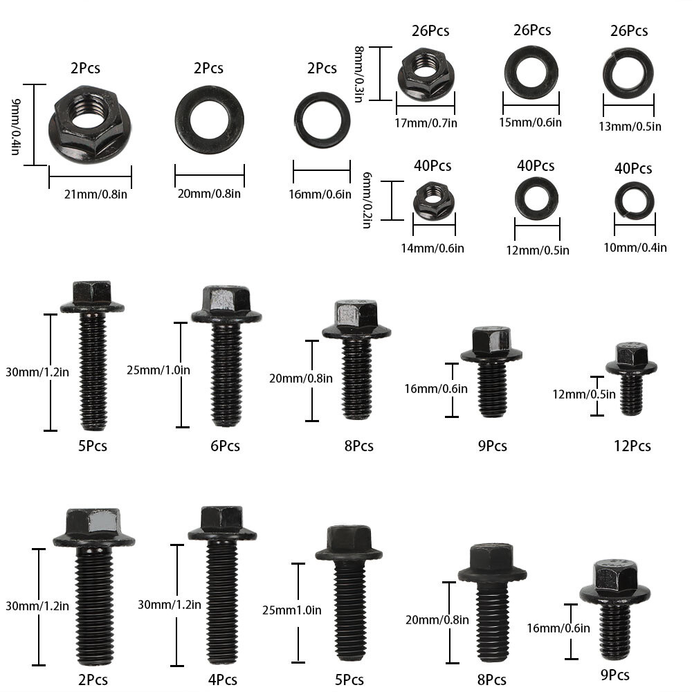272Pcs Alloy Steel Hex Bolts and Nuts Kit,M6 Bolt,M8x1.25 Bolts,M10-1.5 Bolts