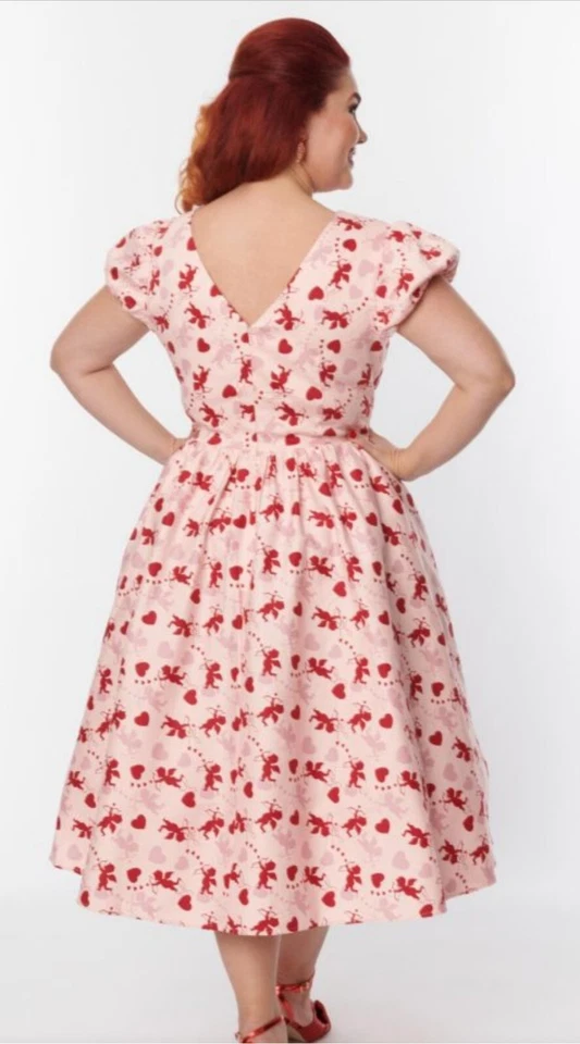 Уникальный винтажный коллекционный Demira Купидон качели платье новый с ярлыками женщин XS День святого Валентина  - Изображение 2 из 4