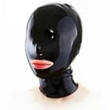 Latex Hood Cover Eyes Back Zipper Rubber Mask for Catsuit Club Wear Costum