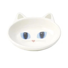 PetRageous Oval Frisky Kitty Stoneware Cat Bowl 5.5-Inch Wide and 1.5-Inch