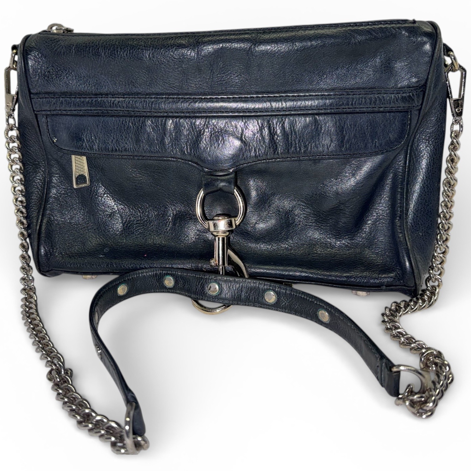 Rebecca Minkoff Black Leather Studded Chain Shoulder Crossbody Bag