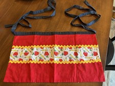 Handmade Teacher Waist Apron with 6 Pockets Long Strap Tie Back Apples  Pencils