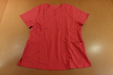 Mandala Womens Size Large Deep Rose 5 Pocket Notch Neck Scrub Top NWT