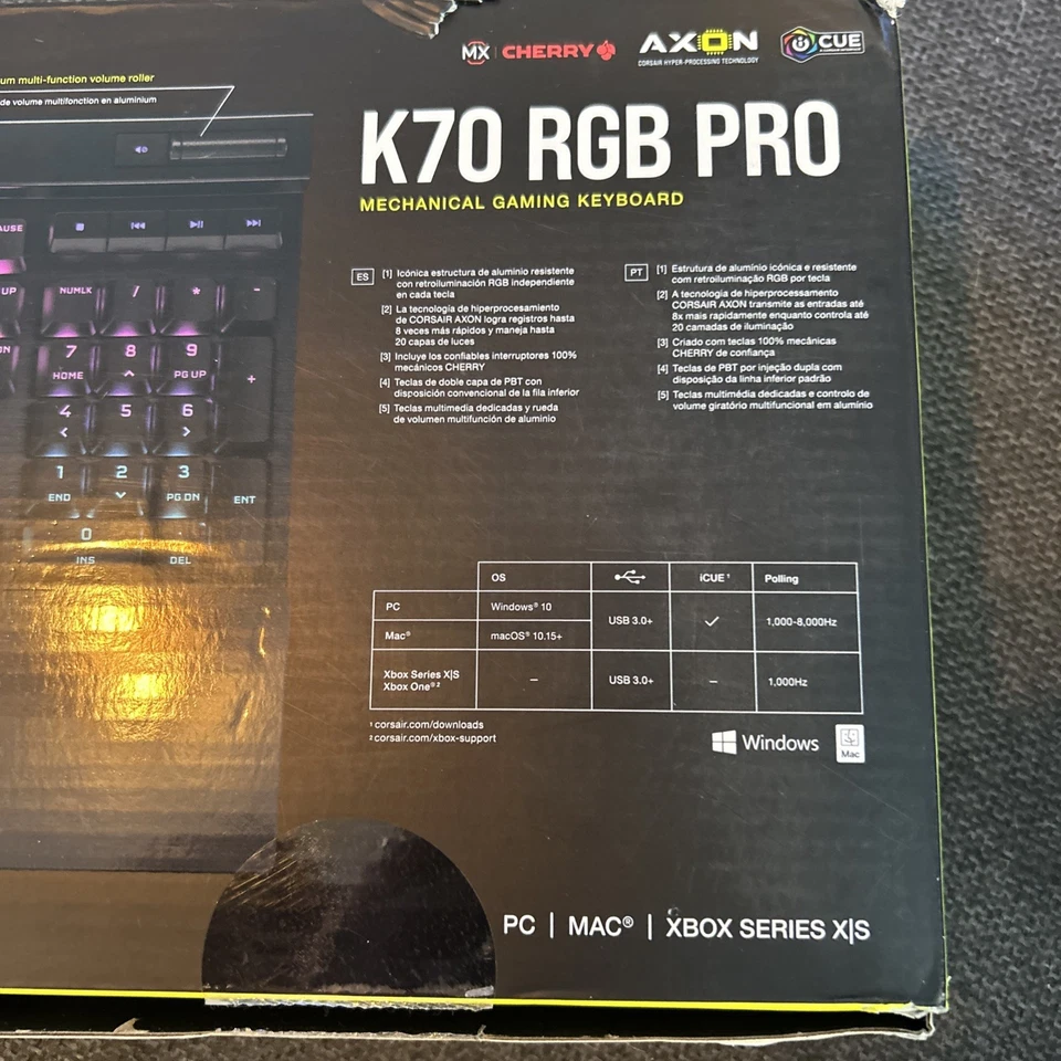 Teclado mecánico para juegos Corsair K70 RGB PRO CAJA ABIERTA Foto 4 de 4