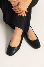 Yours Curve Women's Snake Square Toe Ballet Pumps In Extra Wide EEE Fit