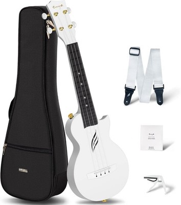 Soprano Ukulele 21 Inch Carbon Fiber Travel Ukelele with Beginner Bundle Kit