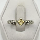 Stunning .925 Vintage Sterling Silver Estate Ring Size 8.75 with Yellow stone