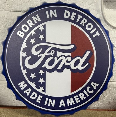 Ford Detroit Flaschenverschluss 35 cm rund Metall mit Aufhängeschlaufe