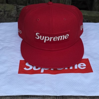 帽子 newera 7 1/2 Supreme Supreme $1M Metallic Box Logo New Era SS20 NWT 7 1/2 FITTED RED