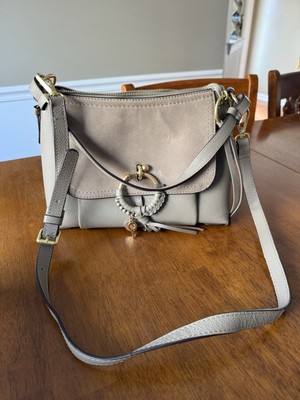 See by Chloé Joan Small Leather Hobo Motty Gray Handbag w/Strap