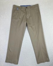 Haggar Pants Mens 34x30 Khaki Premium No Iron Straight Fit Flex Waist Stretch
