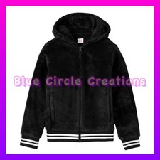 Wonder Nation Black Plush Full-Zip Jacket with Hood  Size XL 14-16