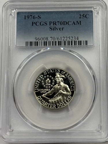 1976-S Washington Quarter PCGS PR70 DCAM Silver Proof Bicentennial