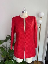 Oscar de la Renta VTG Rare Red Textured Statement Archival Editorial Jacket 18