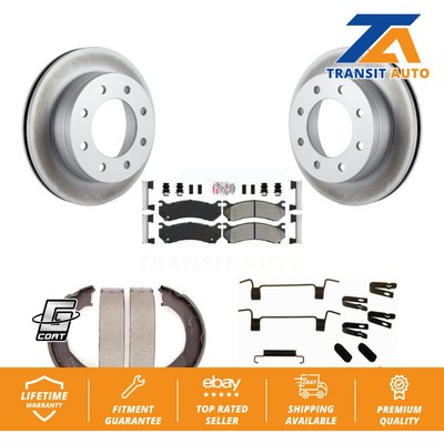 Rear Disc Coated Rotors Semi-Metallic Pads Parking Shoes & Hardware Kit For 2500