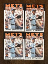 🔥 1986 Topps - DARRYL STRAWBERRY #80 (4-Card LOT) - New York Mets - NM
