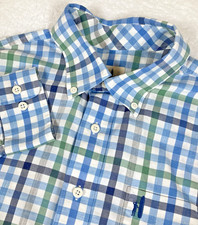 Johnnie-O Men's M Jackson Wake Blue Plaid L/S Prep-Formance Button Down Shirt