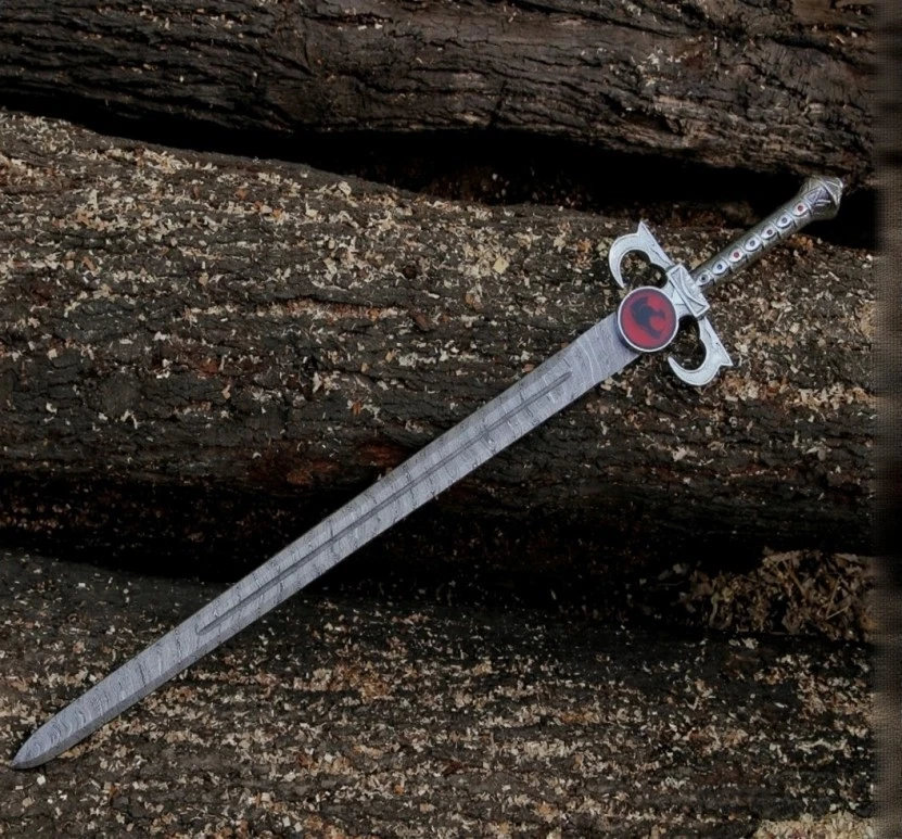 Réplica única espada de presagios Thundercat Lionio hoja de acero damasco forjada a mano Foto 4 de 4