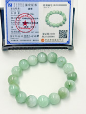 Certified Natural Grade A Jadeite Jade Beaded Bracelet Green 13.0 mm 500650