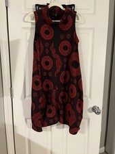 Kozan Aubrey Dress Mars Woman’s Sz M Red Black Lagenlook Art To Wear Textured