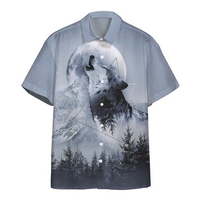 3D Howl With The Wolf Custom Hawaii Shirt