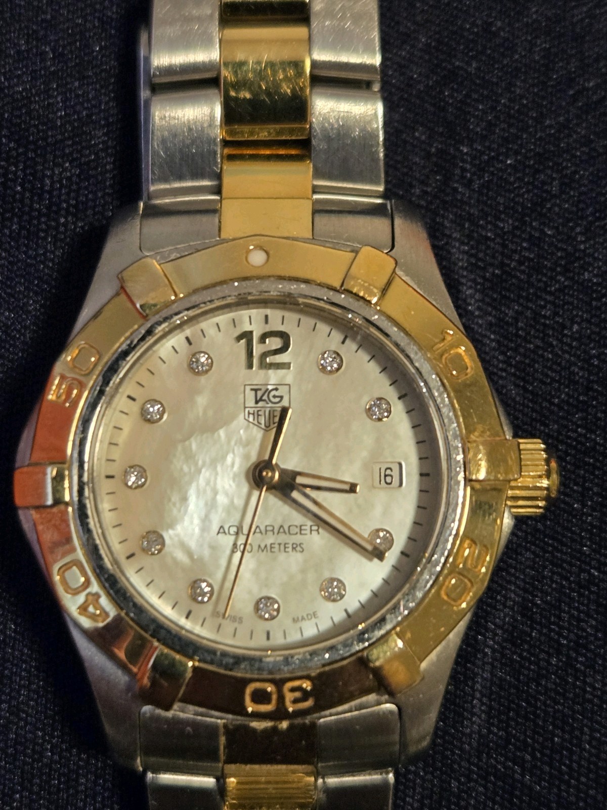TAG Heuer Aquaracer Womens Watch White Mother of Pearl Dial WAF1425.BB0825