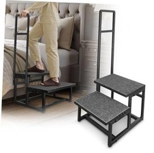 2-Step Stool with Handle for Elderly, Heavy Duty Non-Slip Single Handle Black