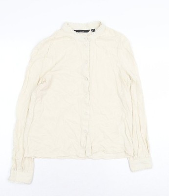 Vera Moda Damen Beige Viskose Basic Knopfleiste Größe XS Rundhals