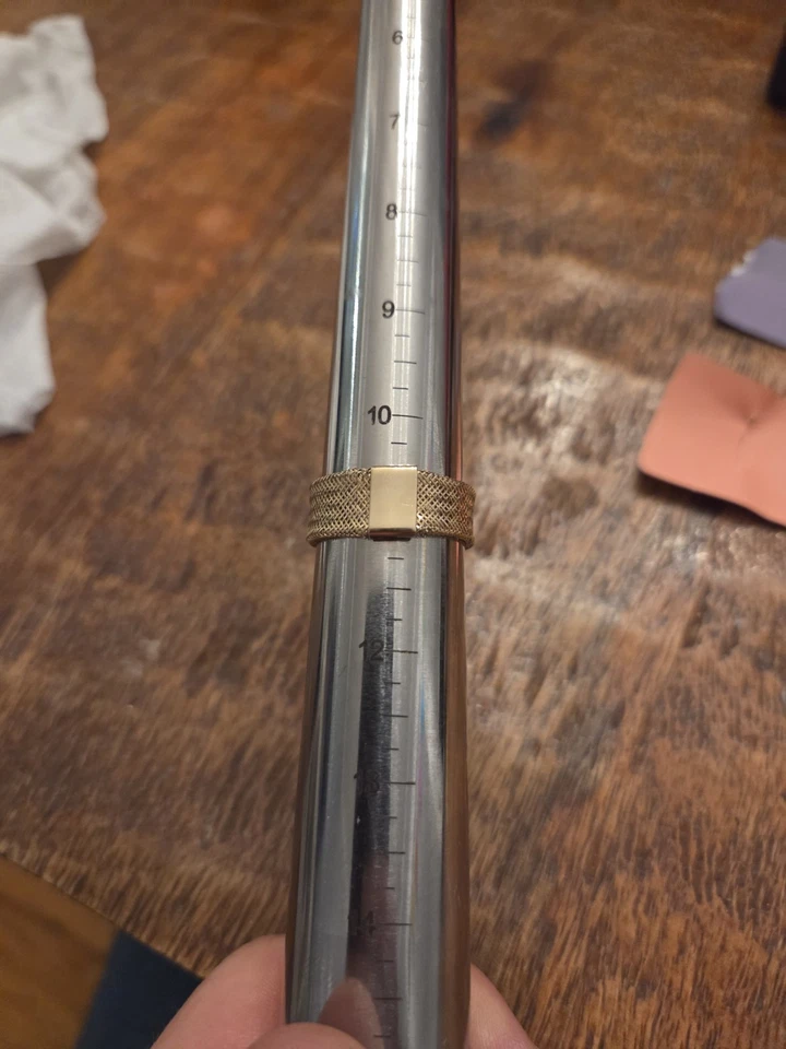 Gold 14K Polished Stretch Flex Mesh Band Ring Italy 14KT Size 10 to 12 - Image 4 of 4