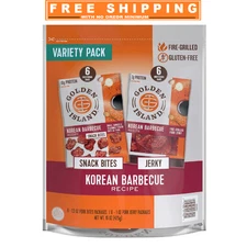Golden Island Korean Barbecue Pork Jerky and Snack Bites, 1.50 oz., 12 pk.