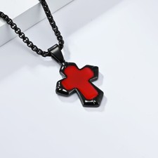 Herren Edelstahl Kreuz Anhänger Halskette Titanstahl Schmuck Geschenk