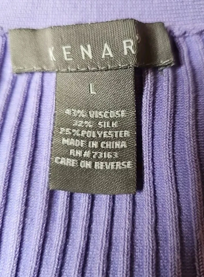 Kenar L Purple SILK Blend Long Sleeve Ribbed Knit Buttons Up Women's Cardigan - Imagem 2 de 4