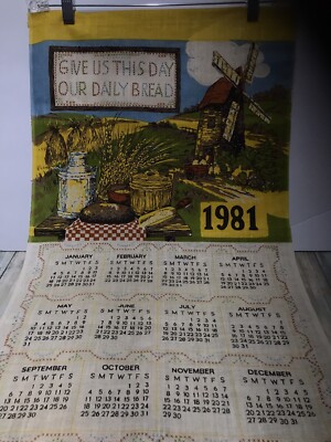 Vintage 1981 Calendar Tea Towel Linen GIVE US THIS DAY OUR DAILY BREAD  Wheat R-2 | eBay