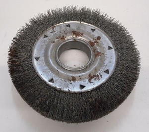 WEILER, CRIMPED STEEL WHEEL BRUSH, PART # 06110, 4500 RPM, 1-3/8" TRIM LENGTH