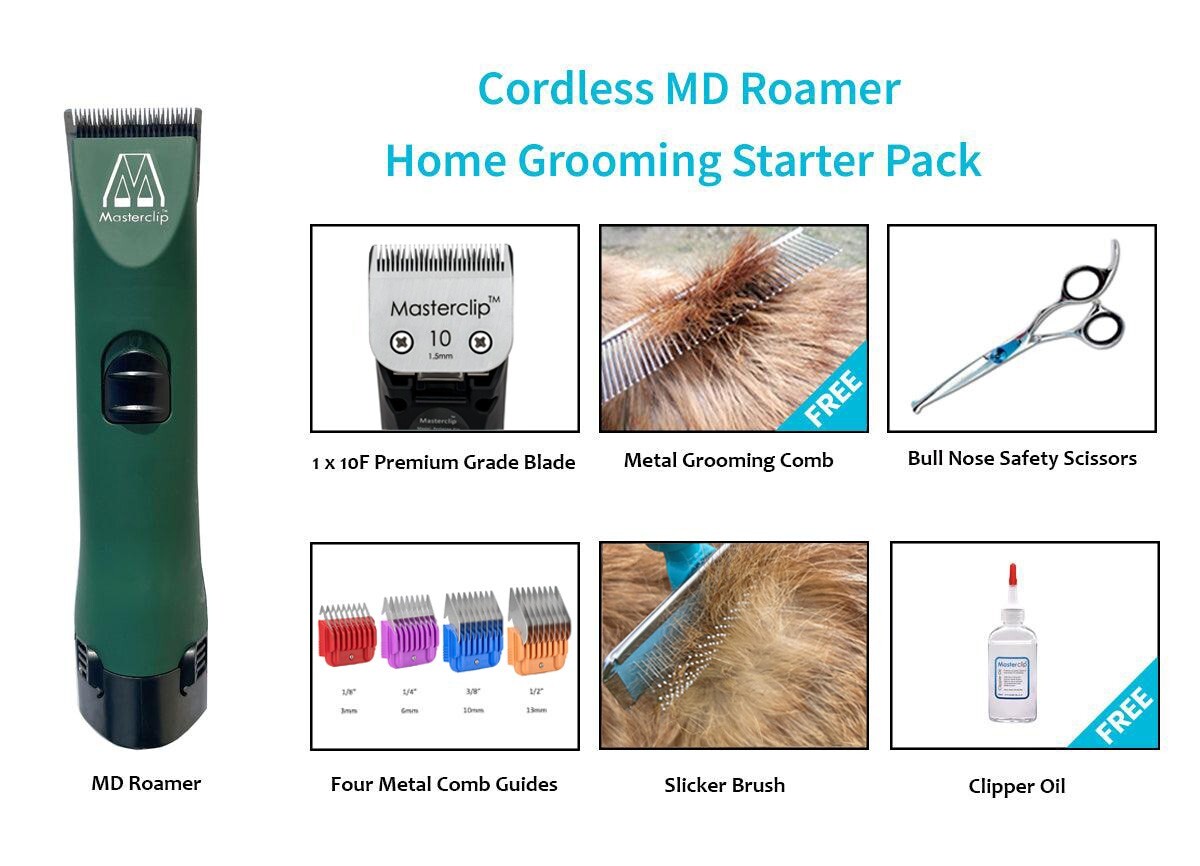 Dog clipper cordless home grooming starter set/scissors/brush/comb/slicker/oil🐶
