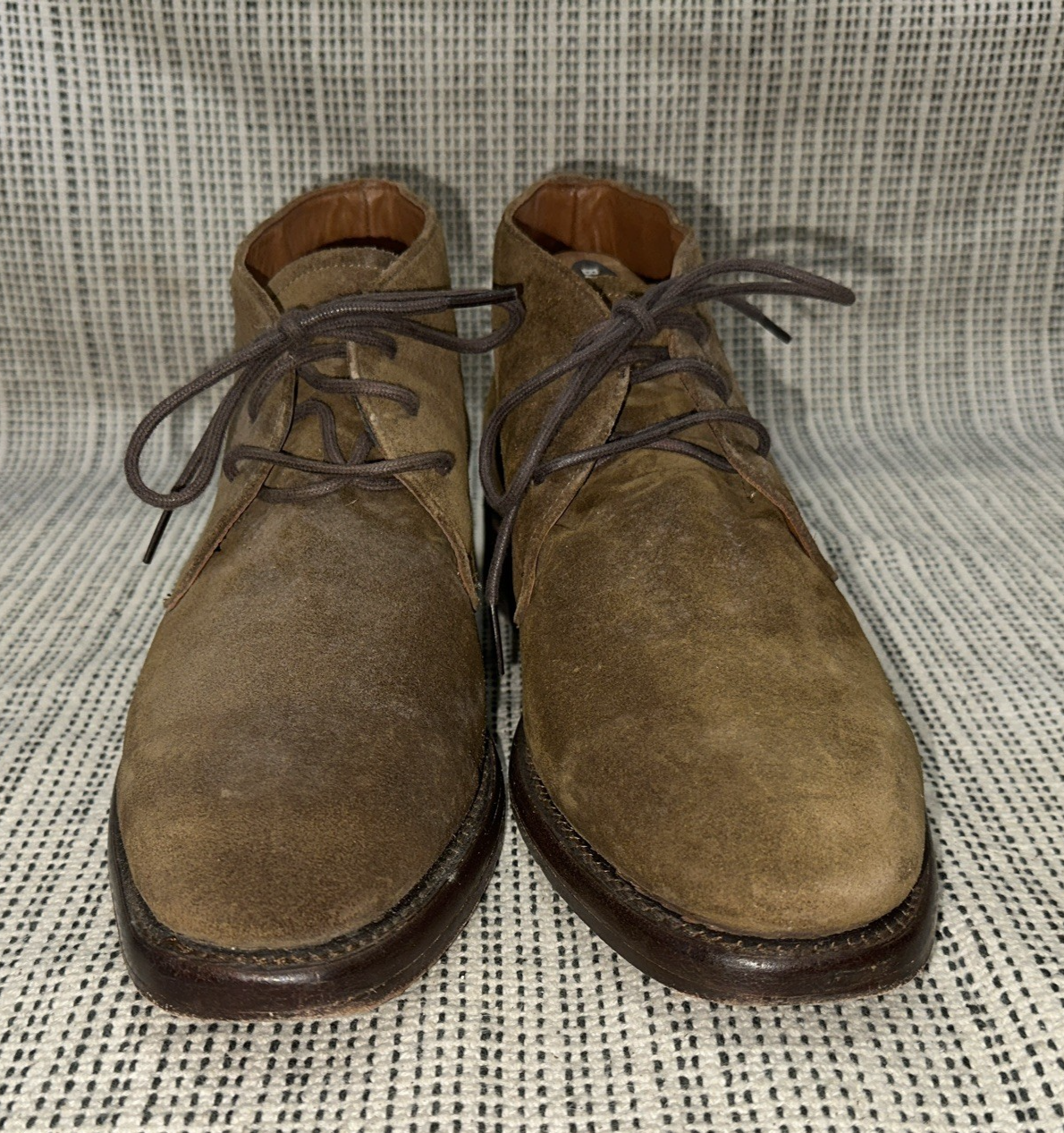 SAINT LAURENT STIVALI CASUAL FRYE IN CAMOSCIO MARRONE CHIARO CHUKKA taglia 9 MADE IN MEXICO