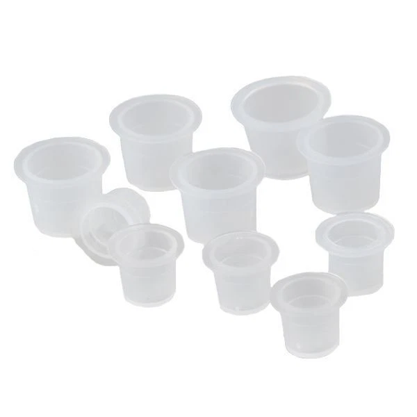 DEVILS NEEDLE 100 x Tattoo Ink Cups Plastic Caps Small Medium Large Mix