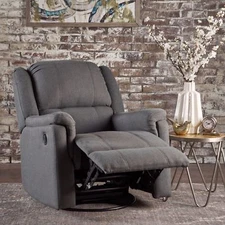 Jemma Tufted Fabric Swivel Gliding Recliner Chair Adjustable Comfortable Sofa