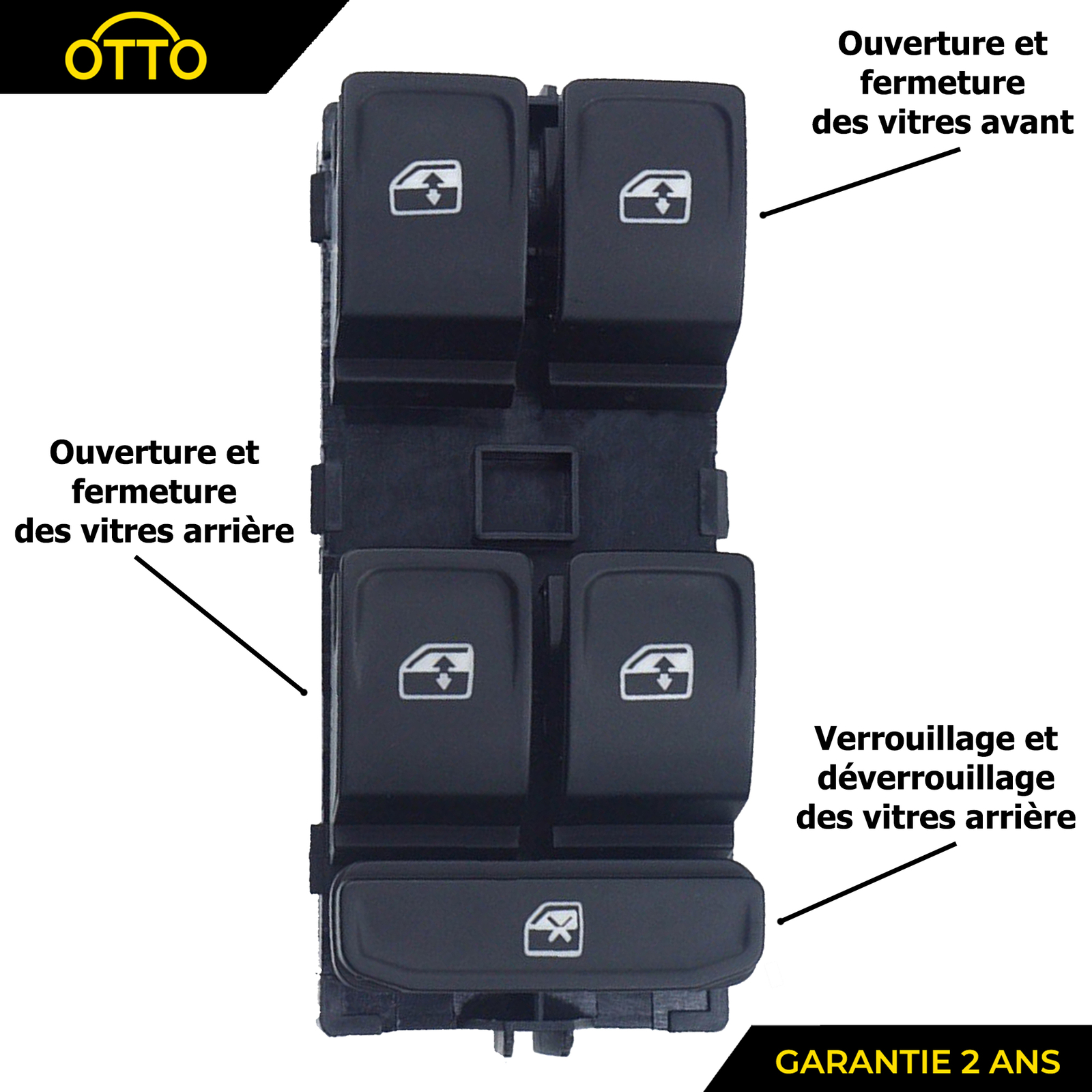 Interrupteur lève-vitre conducteur 5G0959857FWHS pour Volkswagen Seat Skoda