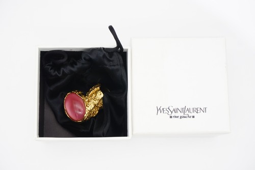 Yves Saint Laurent YSL Arty Clear Pink Statement Chunky Cabochon Ring US 5 Gold - Picture 11 of 16