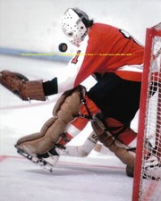 BERNIE PARENT Makes BIG SAVE In NET 8x10 PHILADELPHIA FLYERS HOF GOALIE GREAT~@@