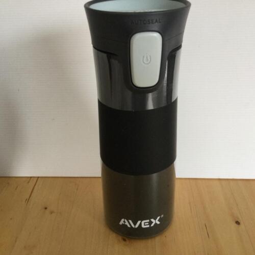 AVEX CONTIGO AUTOSEAL BLACK Insulated Travel Mug Stainless Steel Light Grey Trim - Picture 1 of 4