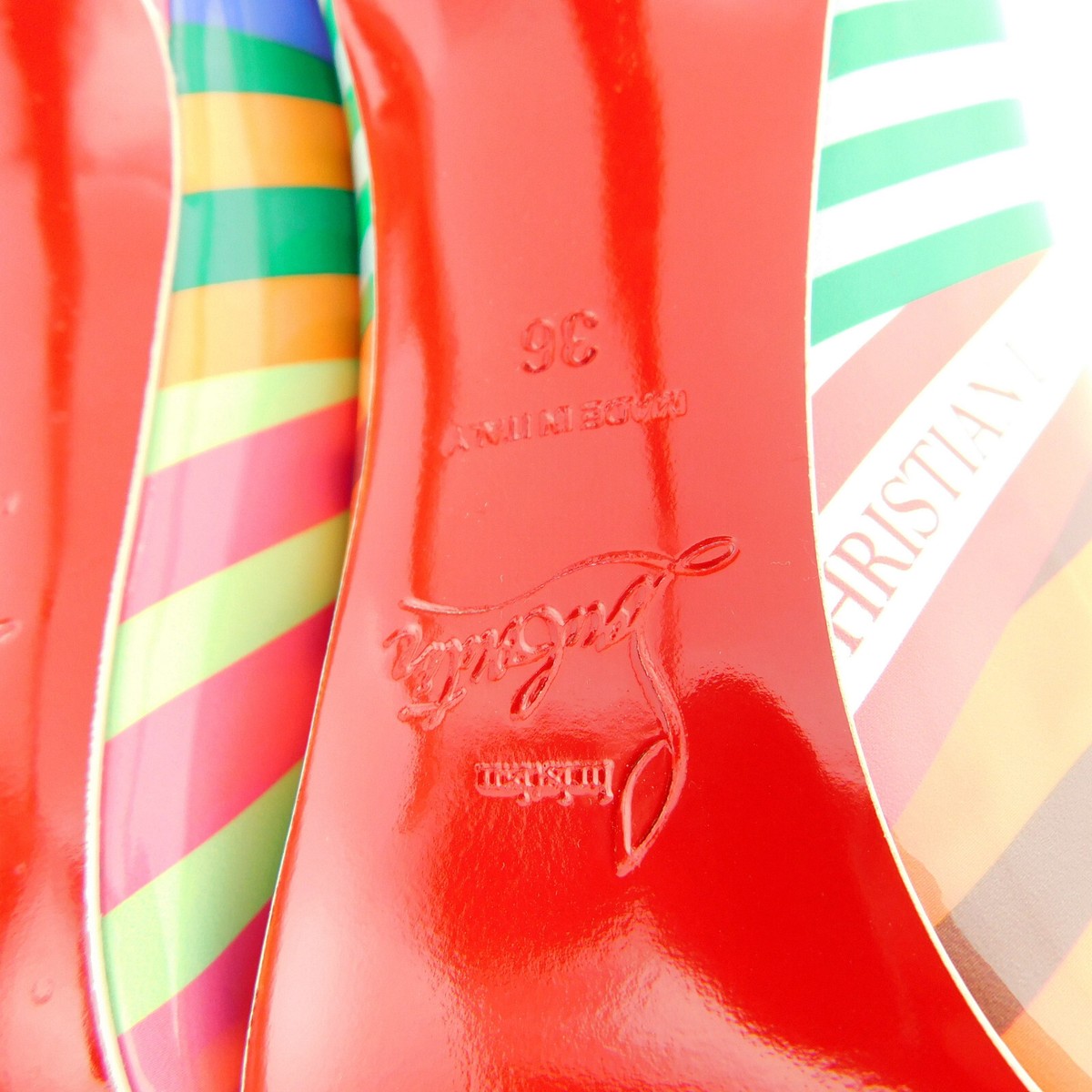 CHRISTIAN LOUBOUTIN Size 6 HOT CHICK Striped Heels Pumps