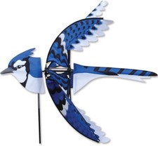 35" EASTERN BLUE JAY Whirligig Wind Spinner -- Yard Stake by Premier Kites