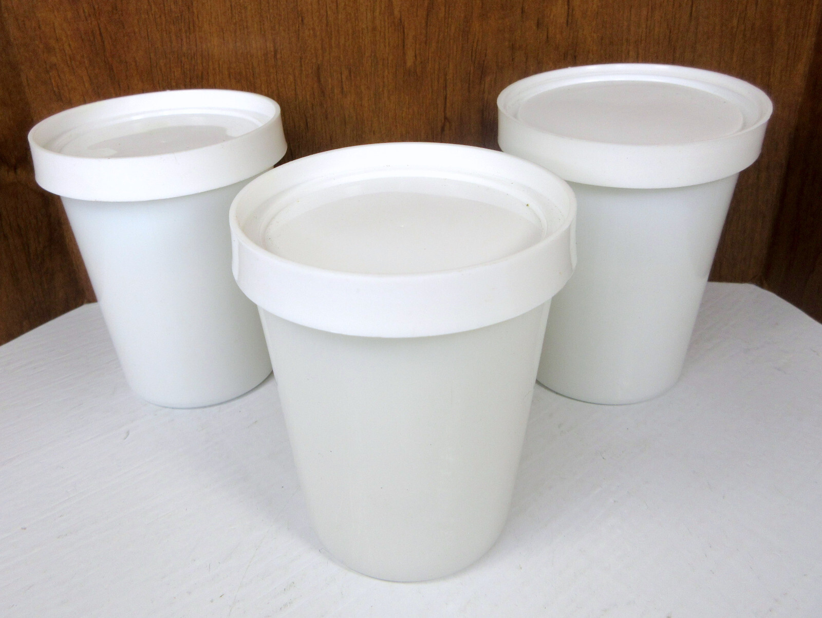 LOT of 3 Yogurt Replacement Cups Jars Milk Glass With Lids for Salton