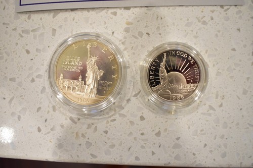2 US Mint 1986 Liberty Proof Coin Sets 90% Silver Dollar, Clad Half Dollar Box - Picture 7 of 10